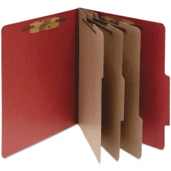 ACCO 4 in. Expansion Pressboard Letter Size 8-Fastener Classification Folders - Earth Red Exterior (10/Box)