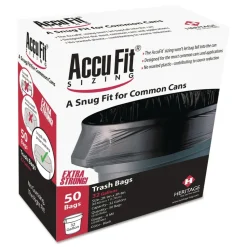 AccuFit 37 in. x 50 in. 44 gal. 0.9 mil Linear Low Density Can Liners with AccuFit Sizing - Black (50/Box)