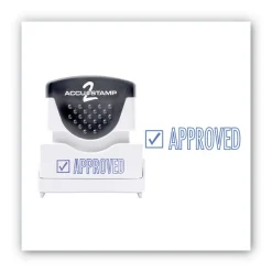 ACCUSTAMP2 1.63 in. x 0.5 in. APPROVED Pre-Inked Shutter Stamp - Blue