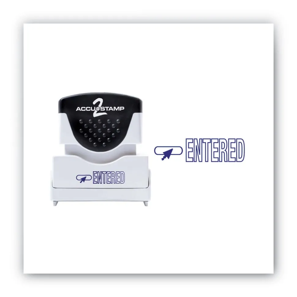ACCUSTAMP2 1.63 in. x 0.5 in. ENTERED Pre-Inked Shutter Stamp - Blue