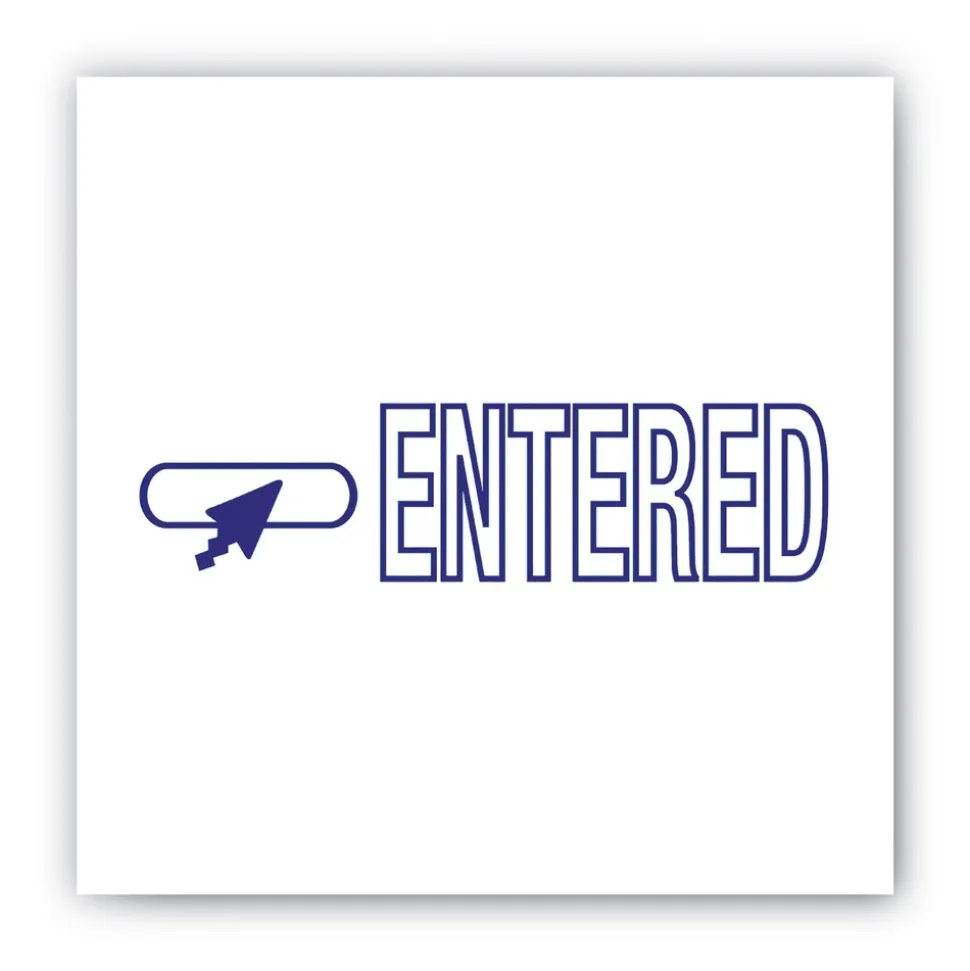 ACCUSTAMP2 1.63 in. x 0.5 in. ENTERED Pre-Inked Shutter Stamp - Blue