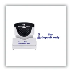 ACCUSTAMP2 1.63 in. x 0.5 in. FOR DEPOSIT ONLY Pre-Inked Shutter Stamp - Blue