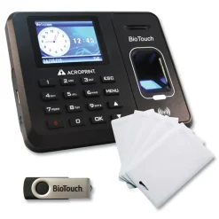 Acroprint BioTouch Time Clock and Badges Bundle for 10000 Employees - Black