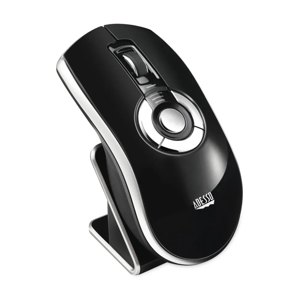 Adesso 2.4 GHz Frequency 100 ft. Wireless Range Left/Right Hand Use Air Mouse Elite Wireless Presenter Mouse - Black