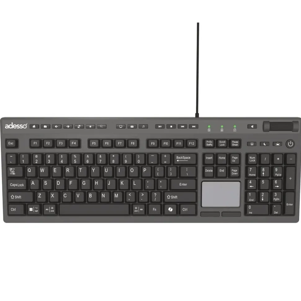 Adesso CyberTouch Desktop Keyboard with Touchpad - Black