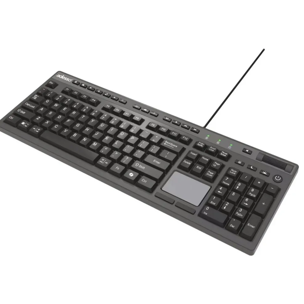Adesso CyberTouch Desktop Keyboard with Touchpad - Black
