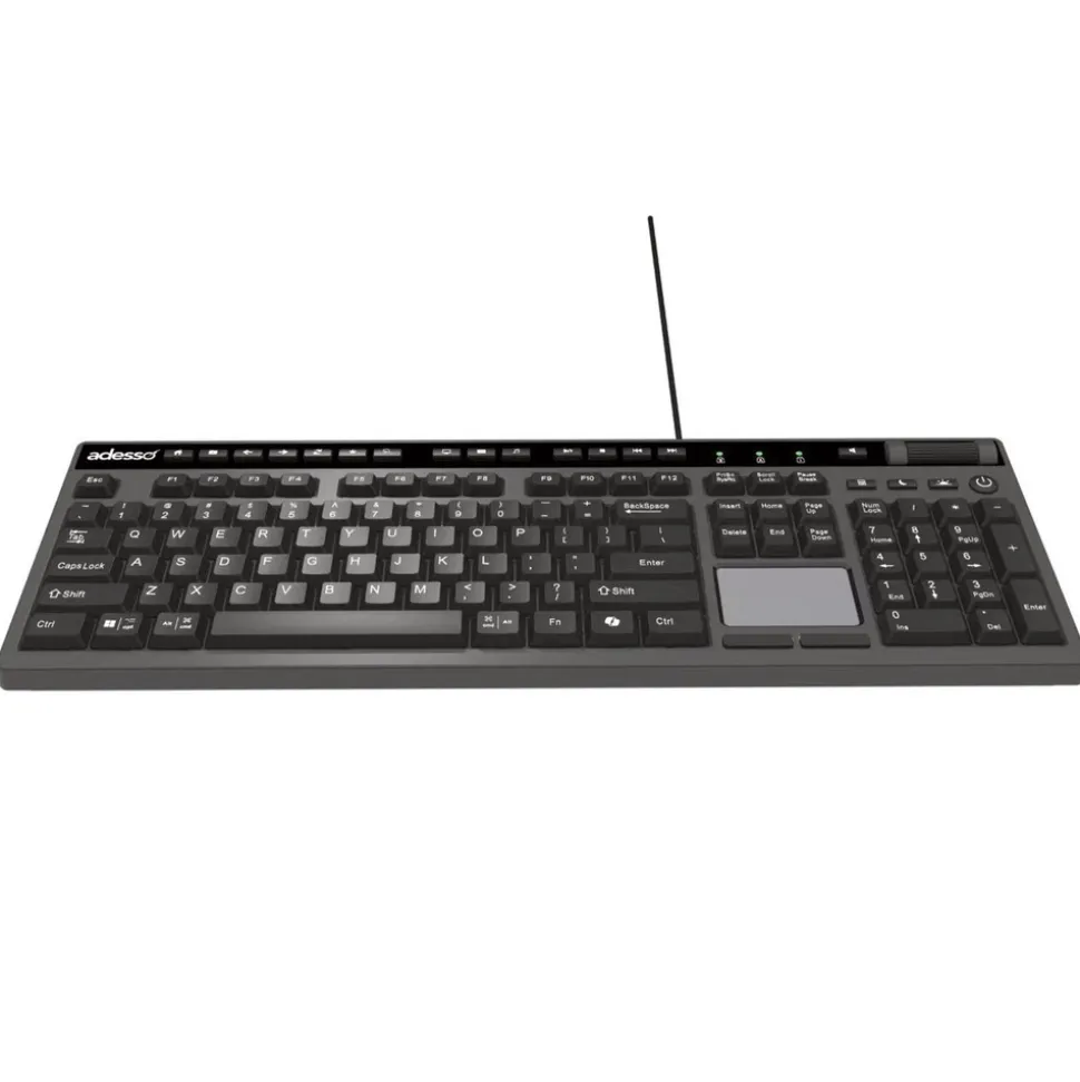 Adesso CyberTouch Desktop Keyboard with Touchpad - Black