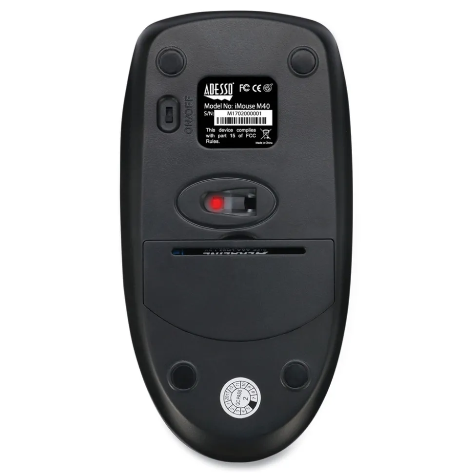 Adesso iMouse 2.4 GHz Frequency 30 ft. Wireless Range Left/Right Hand Use Antimicrobial Wireless Mouse - Black