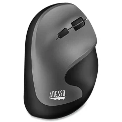 Adesso iMouse 2.4 GHz Frequency 33 ft. Wireless Range Right Hand Use Antimicrobial Vertical Wireless Mouse - Black/Granite