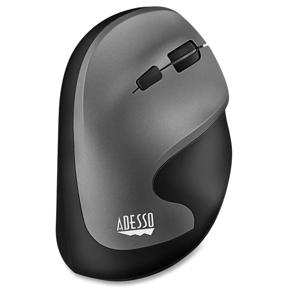 Adesso iMouse 2.4 GHz Frequency 33 ft. Wireless Range Right Hand Use Antimicrobial Vertical Wireless Mouse - Black/Granite