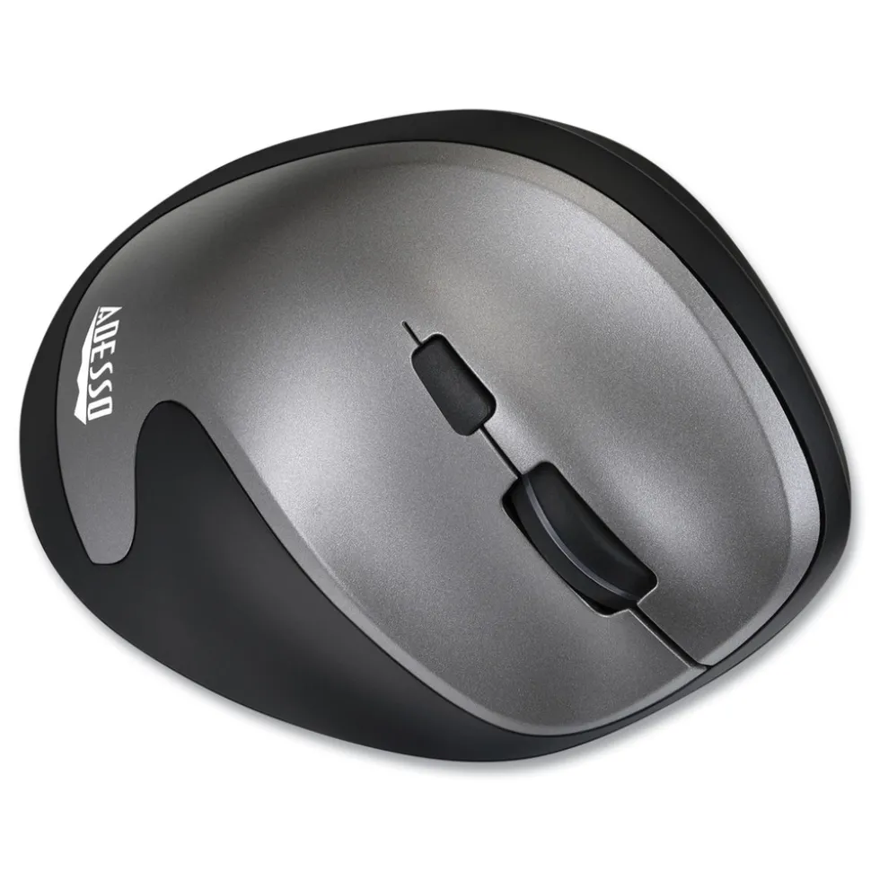 Adesso iMouse 2.4 GHz Frequency 33 ft. Wireless Range Right Hand Use Antimicrobial Vertical Wireless Mouse - Black/Granite
