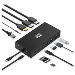 Adesso 12-in-1 USB-C Multi-Port TAA Compliant Docking Station - Black