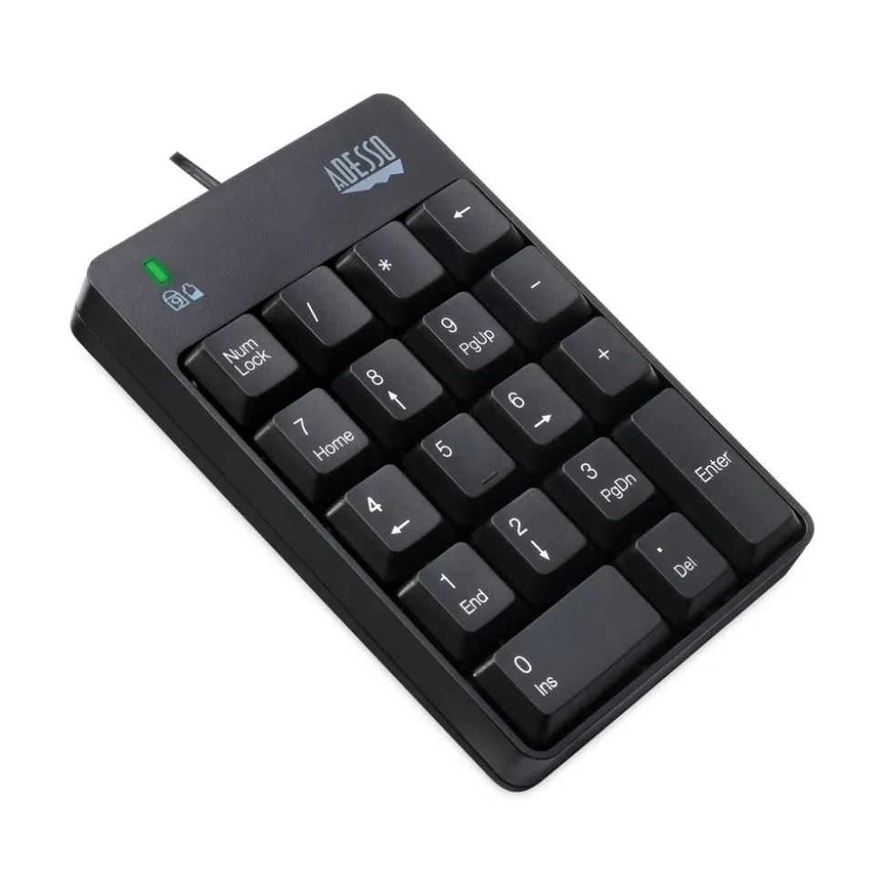 Adesso 18-Key Spill-Resistant Numeric Keypad - Black