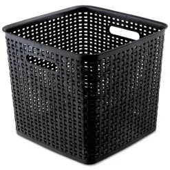 Advantus 12.5 in. x 12.5 in. x 11.13 in. Plastic Weave Bin - Extra Large, Black