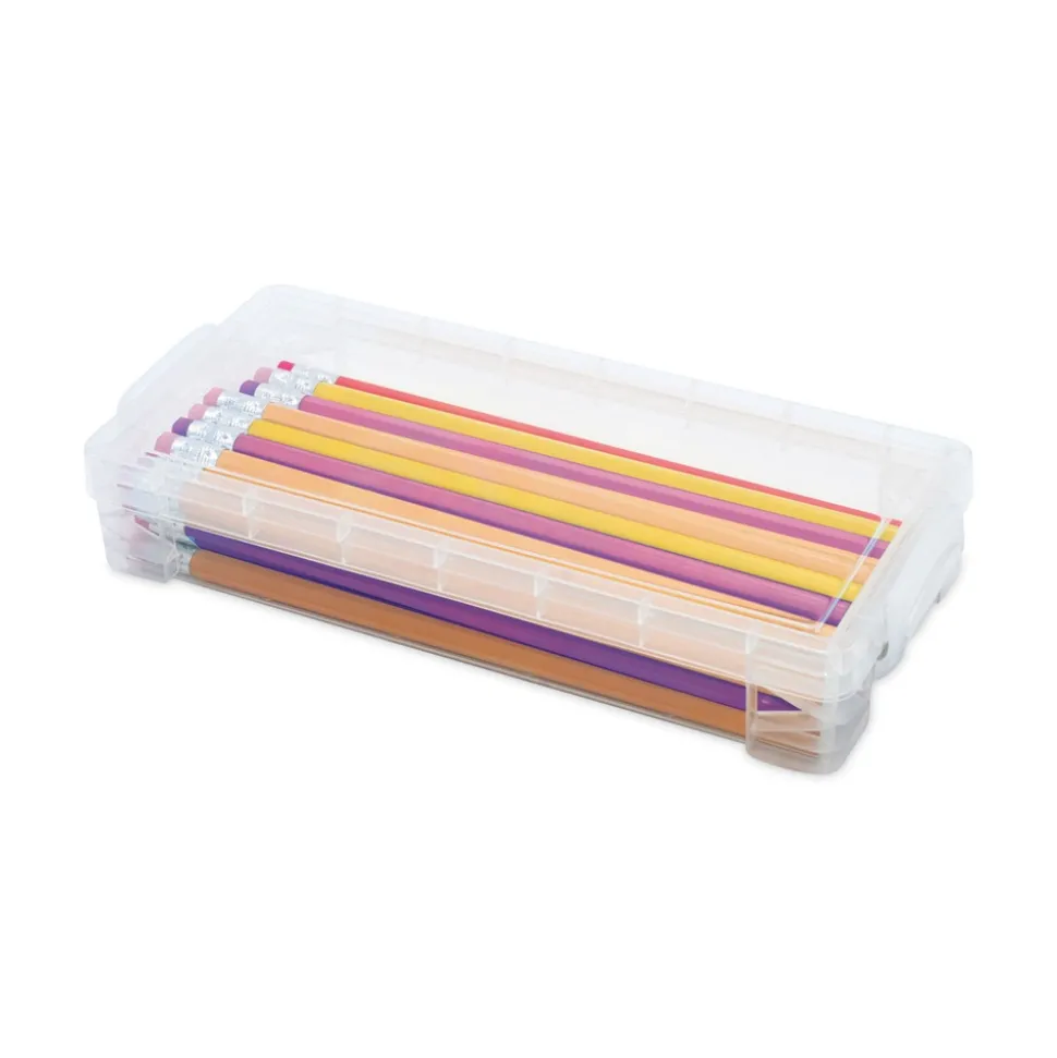 Advantus 8.25 in. x 3.75 in. x 1.5 in. Super Stacker Pencil Box - Clear