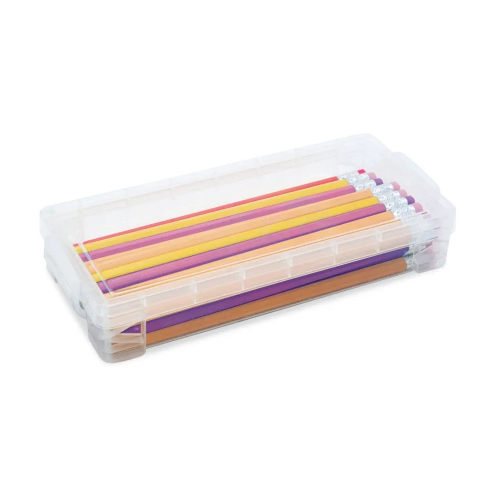Advantus 8.25 in. x 3.75 in. x 1.5 in. Super Stacker Pencil Box - Clear