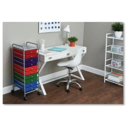 Advantus 1 Shelf 10 Drawer 13 in. x 15.38 in. x 37.75 in. Metal Portable Drawer Organizer - Matte Gray/Assorted