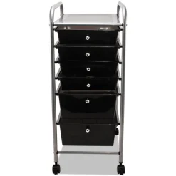 Advantus 1 Shelf 6 Drawers 13 in. x 15.38 in. x 32.13 in. Metal Portable Drawer Organizer - Matte Gray/Smoke