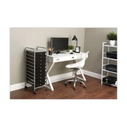 Advantus 1 Shelf 10 Drawers 13 in. x 15.38 in. x 37.75 in. Metal Portable Drawer Organizer - Matte Gray/Smoke