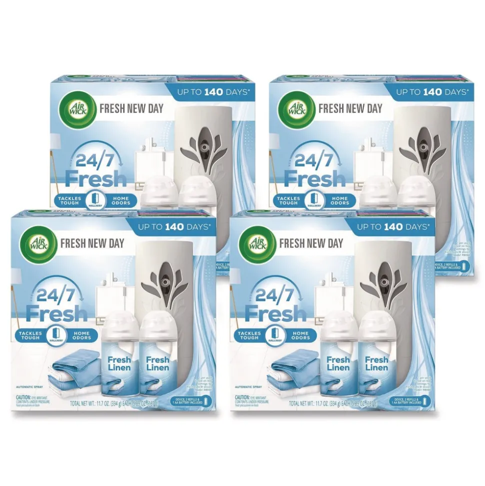 Air Wick Freshmatic Ultra Automatic Starter Kit - Fresh Linen (4/Carton)