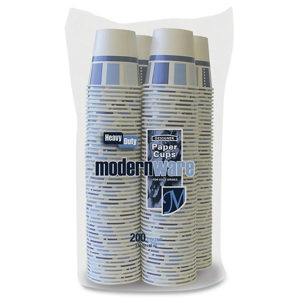 AJM Packaging Corporation DC3MW012200AMB 3 oz. Paper Modernware Design Heavy-Duty Cold Cups (2400/Carton)