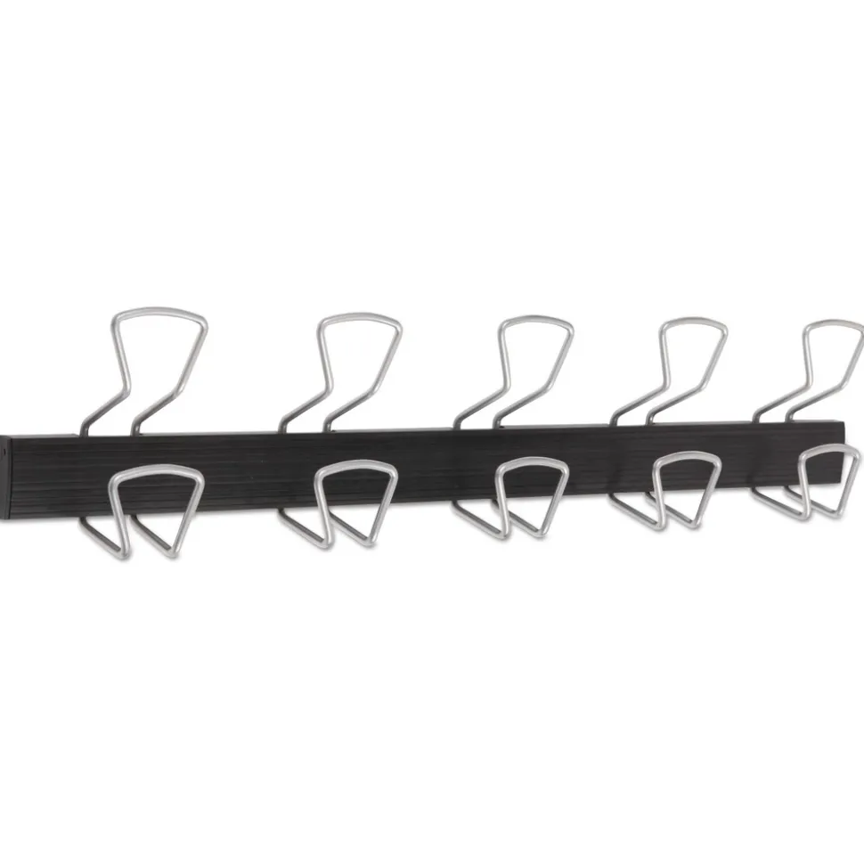 Alba 29.92 in. x 2.95 in. x 6.45 in. 22 lb Capacity Metal Wall-Mount Coat Hooks - Silver