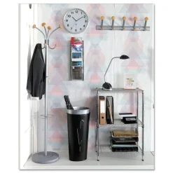 Alba 45 lb Capacity 5-Peg Wooden Coat Hook Wall Rack - Brown/Silver