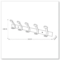 Alba 45 lb Capacity 5-Peg Wooden Coat Hook Wall Rack - Brown/Silver