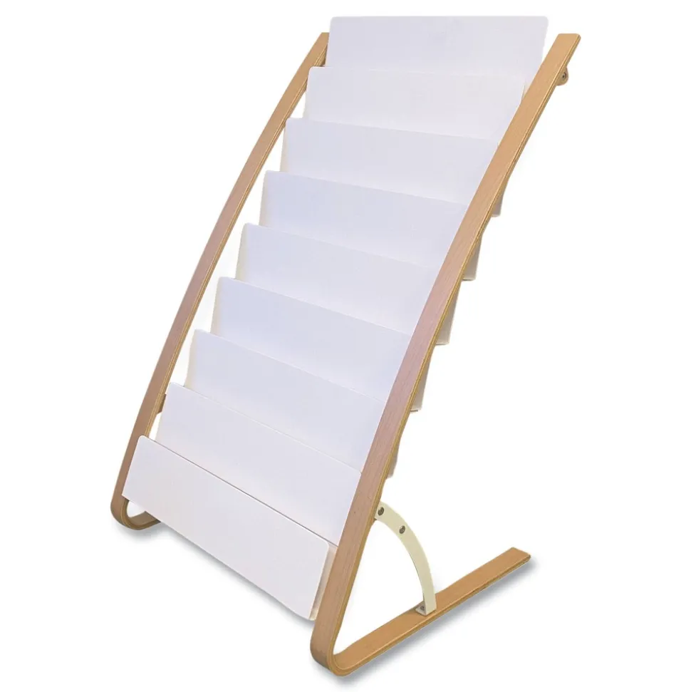 Alba 22.8 x 19.69 x 36.61 Literature Floor Display Rack - White/Woodgrain