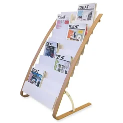 Alba 22.8 x 19.69 x 36.61 Literature Floor Display Rack - White/Woodgrain
