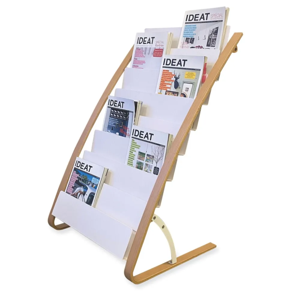 Alba 22.8 x 19.69 x 36.61 Literature Floor Display Rack - White/Woodgrain