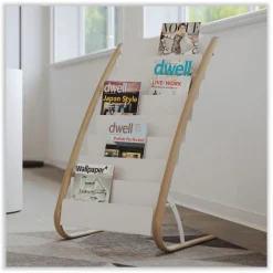 Alba 22.8 x 19.69 x 36.61 Literature Floor Display Rack - White/Woodgrain