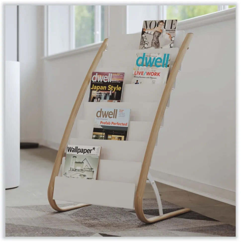 Alba 22.8 x 19.69 x 36.61 Literature Floor Display Rack - White/Woodgrain