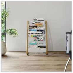 Alba 22.8 x 19.69 x 36.61 Literature Floor Display Rack - White/Woodgrain