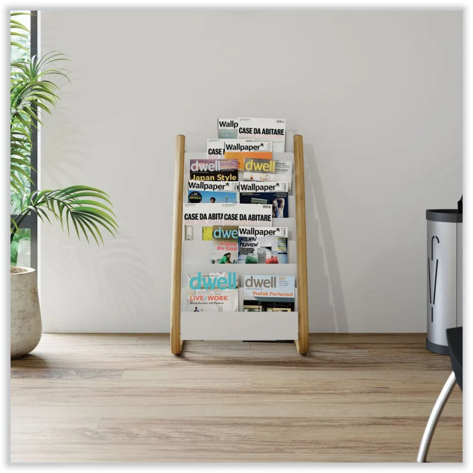 Alba 22.8 x 19.69 x 36.61 Literature Floor Display Rack - White/Woodgrain