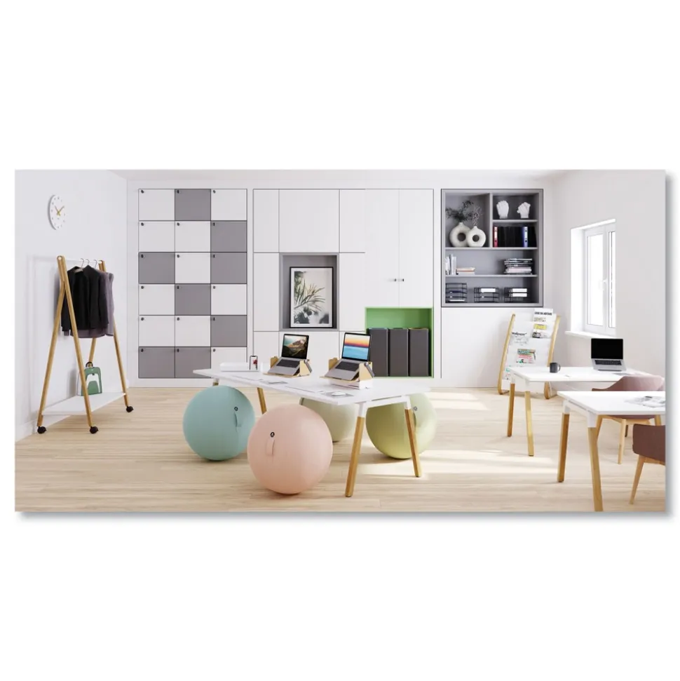 Alba 22.8 x 19.69 x 36.61 Literature Floor Display Rack - White/Woodgrain