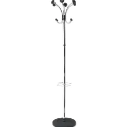 Alba 16w x 16d x 70.5h Chromy 12-Knob Coat Stand - Chrome/Black