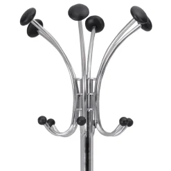 Alba 16w x 16d x 70.5h Chromy 12-Knob Coat Stand - Chrome/Black