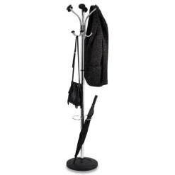 Alba 16w x 16d x 70.5h Chromy 12-Knob Coat Stand - Chrome/Black