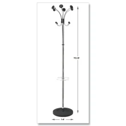 Alba 16w x 16d x 70.5h Chromy 12-Knob Coat Stand - Chrome/Black