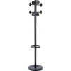 Alba 15w x 15d x 69.3h Stan3 8-Knob Steel Coat Rack - Black
