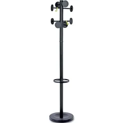 Alba 15w x 15d x 69.3h Stan3 8-Knob Steel Coat Rack - Black