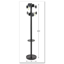 Alba 15w x 15d x 69.3h Stan3 8-Knob Steel Coat Rack - Black