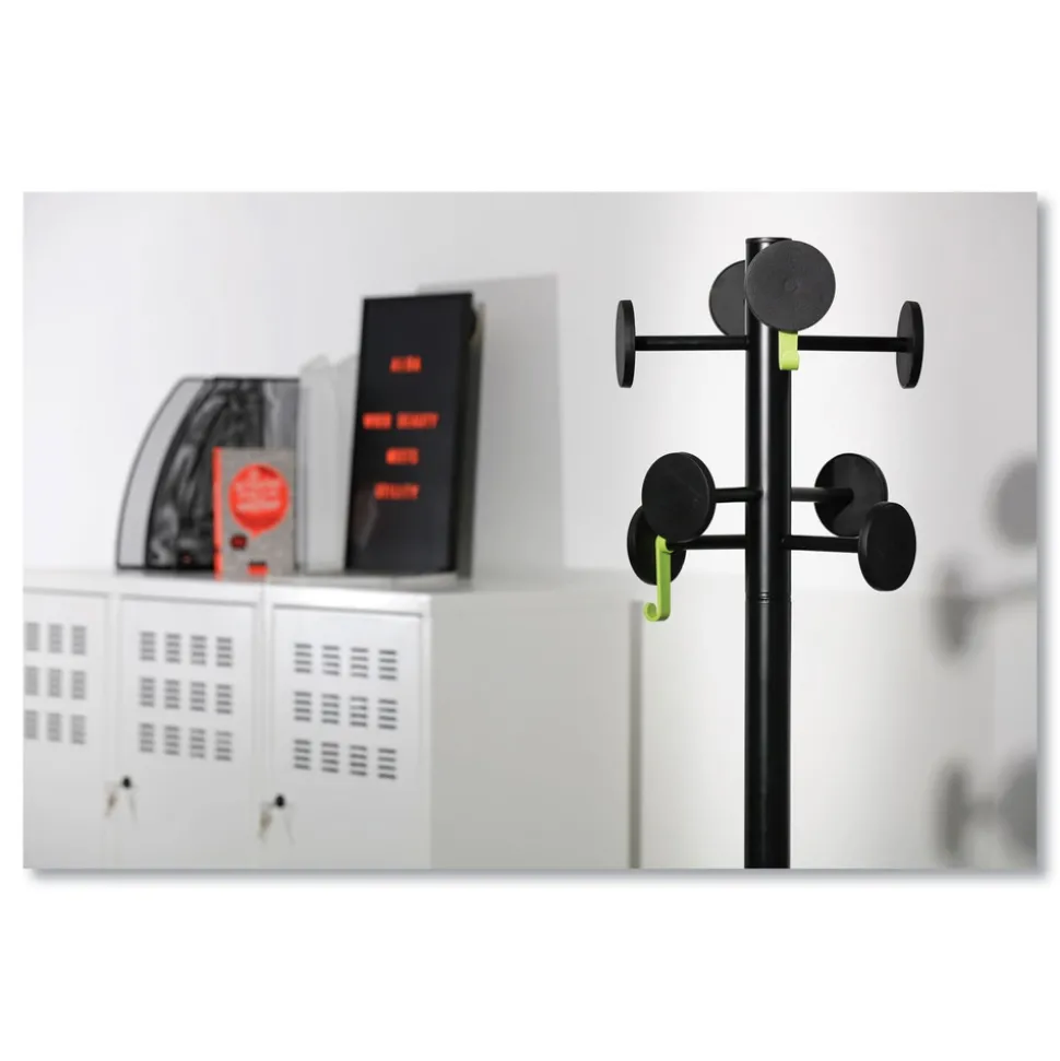 Alba 15w x 15d x 69.3h Stan3 8-Knob Steel Coat Rack - Black