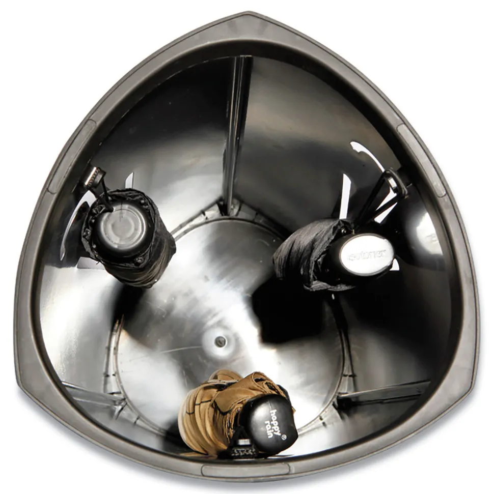 Alba 10.25w x 10.25d x 23.67h Steel Triangular Umbrella Stand - Silver/Black