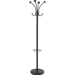 Alba 16w x 16d x 70.6h Viena 8-Knob Steel Coat Stand - Black