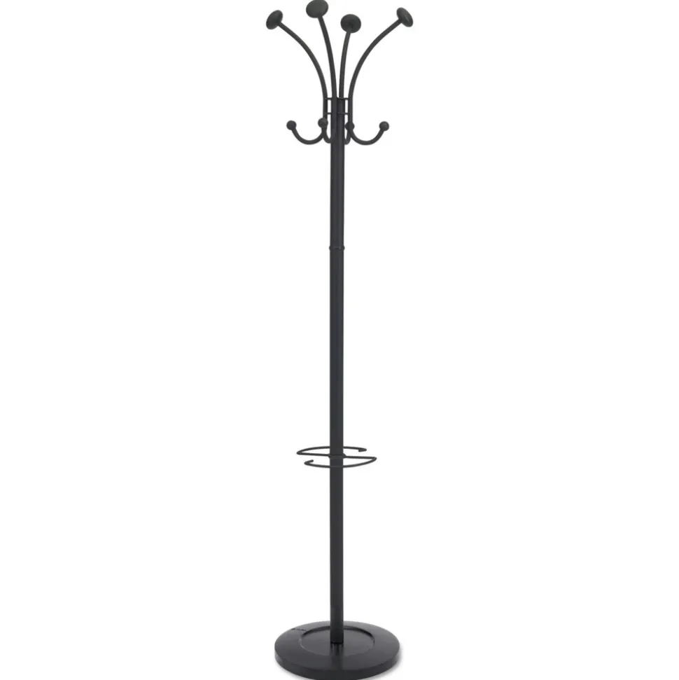 Alba 16w x 16d x 70.6h Viena 8-Knob Steel Coat Stand - Black