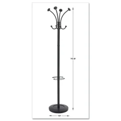 Alba 16w x 16d x 70.6h Viena 8-Knob Steel Coat Stand - Black