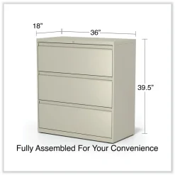 Alera 25488 36 in. x 18.63 in. x 40.25 in. 3 Legal/Letter/A4/A5 Size Lateral File Drawers - Putty