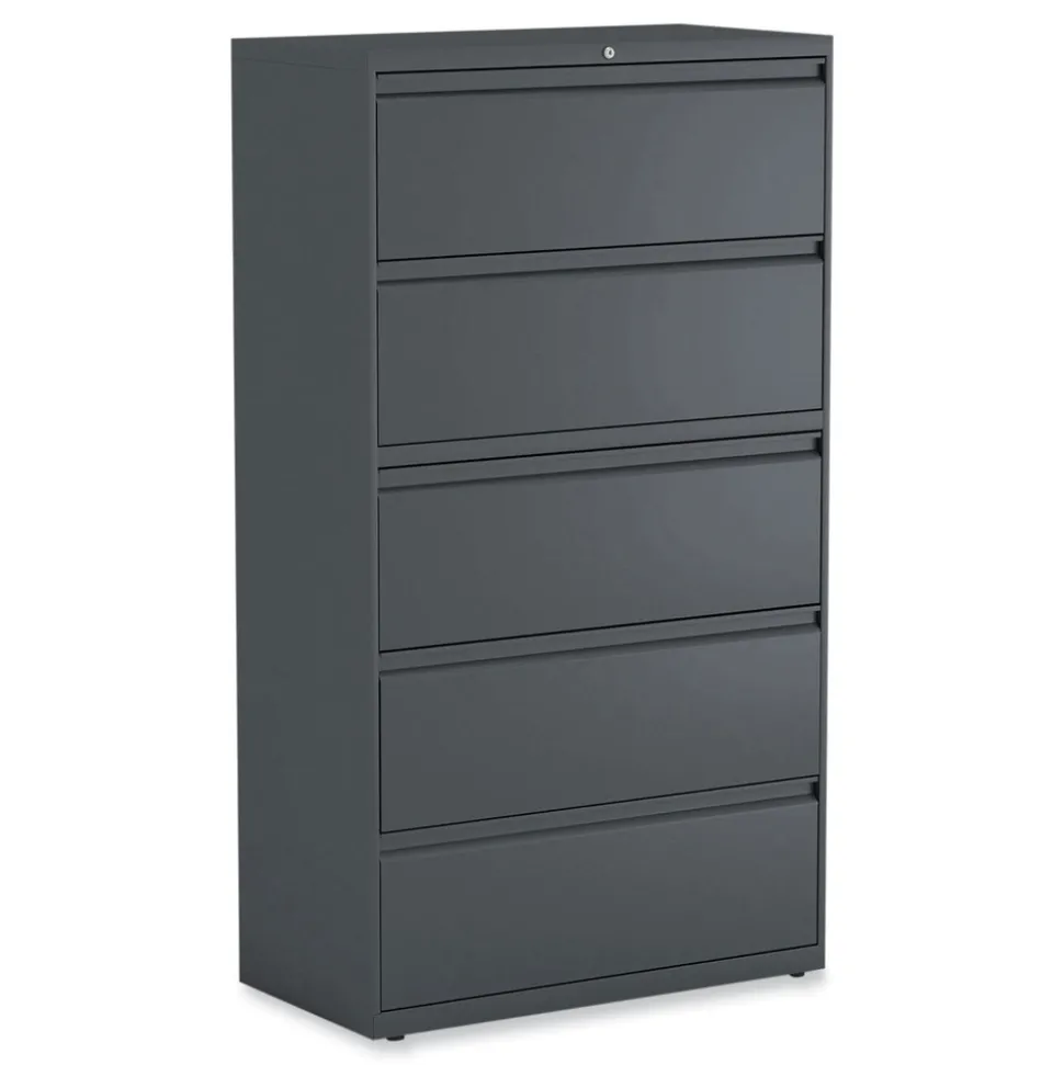 Alera 25499 36 in. x 18.63 in. x 67.63 in. 5 Lateral File Drawer - Legal/Letter/A4/A5 Size - Charcoal